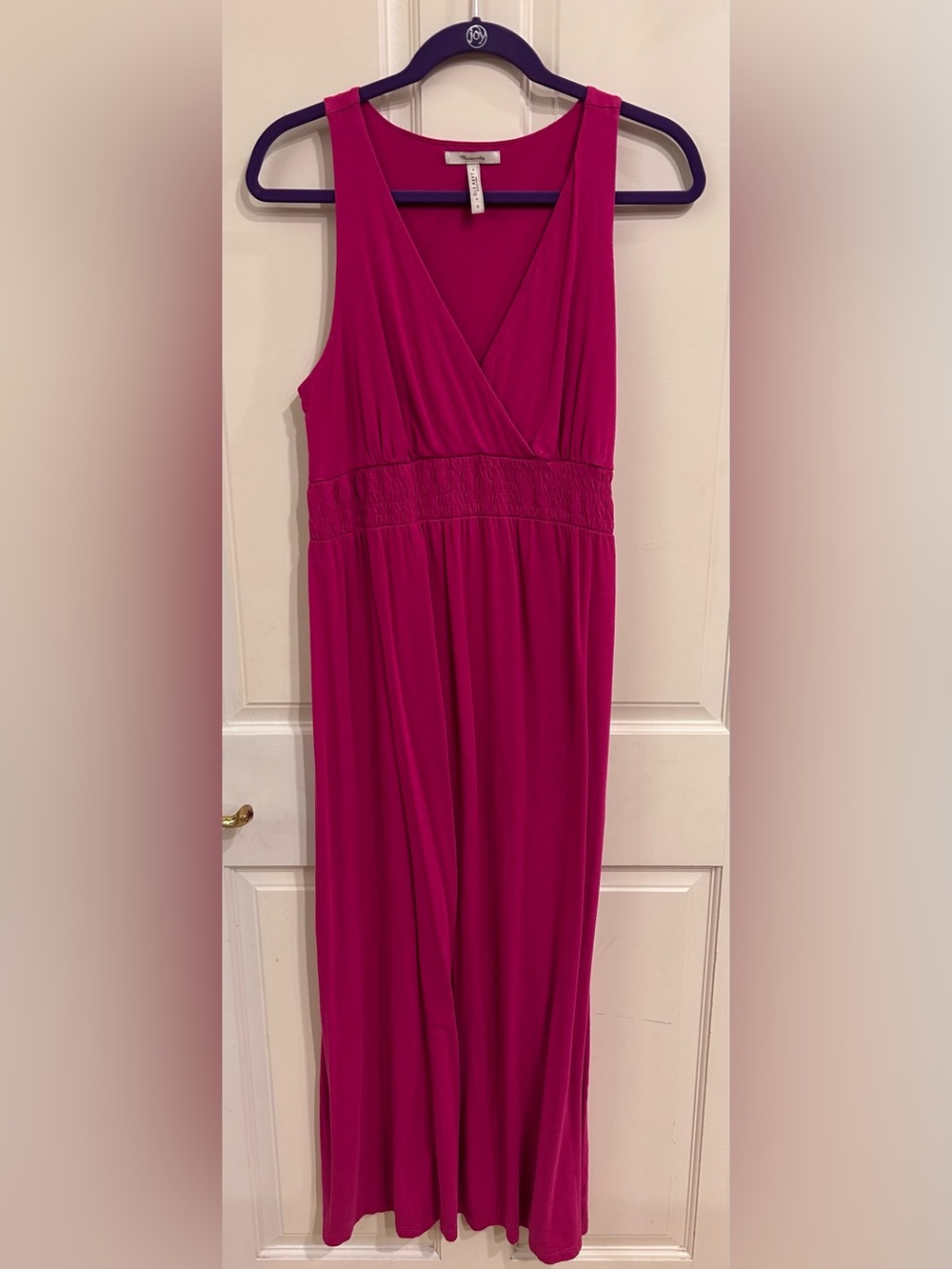 Old Navy Maternity Maxi Dress Sleeveless Faux-Wrap Fuchsia Pink Size M Good